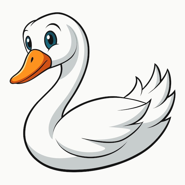 cartoon cute swan on white background