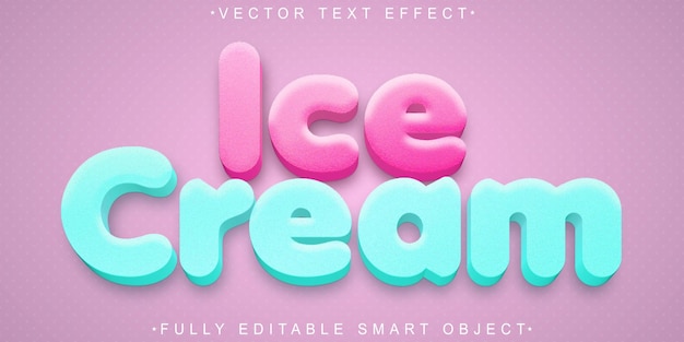 Vettore cartoon cute sweet ice cream vector fully editable smart object text effect