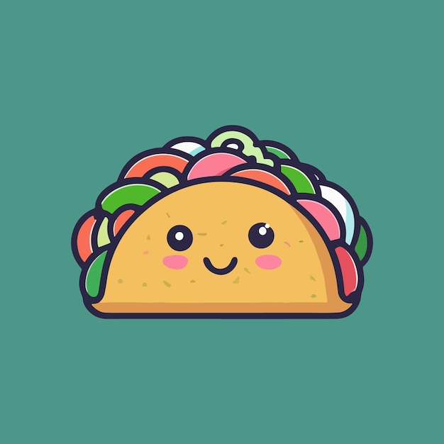 Cartoon cute taco icon