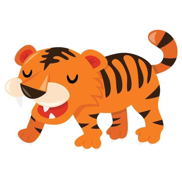 Vector cartoon cute tiger