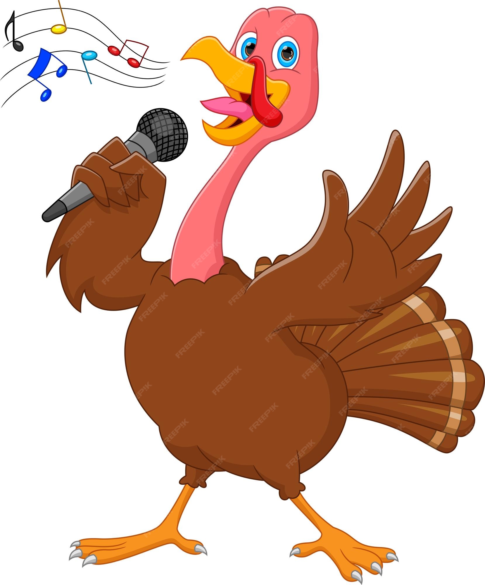 Premium Vector | Cartoon cute turkey bird singing Premium Vector | Cartoon cute turkey bird singing