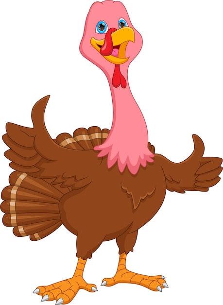 cartoon cute turkey bird thumbs up