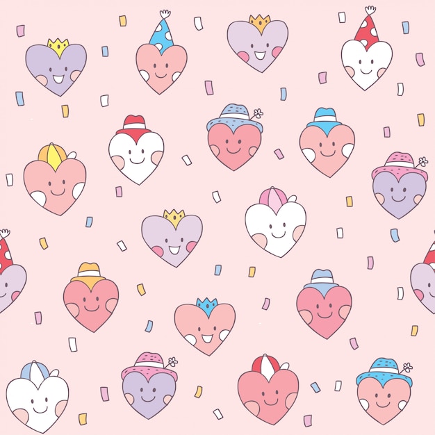 Cartoon cute valentines day heart and love seamless pattern vector.