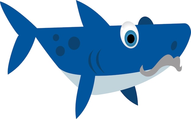 Vector cartoon cute vector father shark