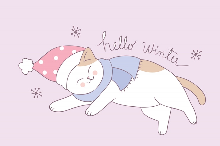 Vector 漫画かわいい冬の猫の睡眠ベクトル。