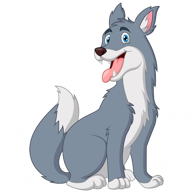 Cartoon cute the wolf sitting