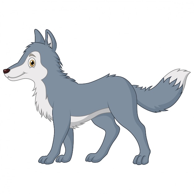 Cartoon cute the wolf walking