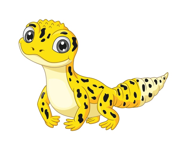 Vector cartoon cute yellow leopard gecko