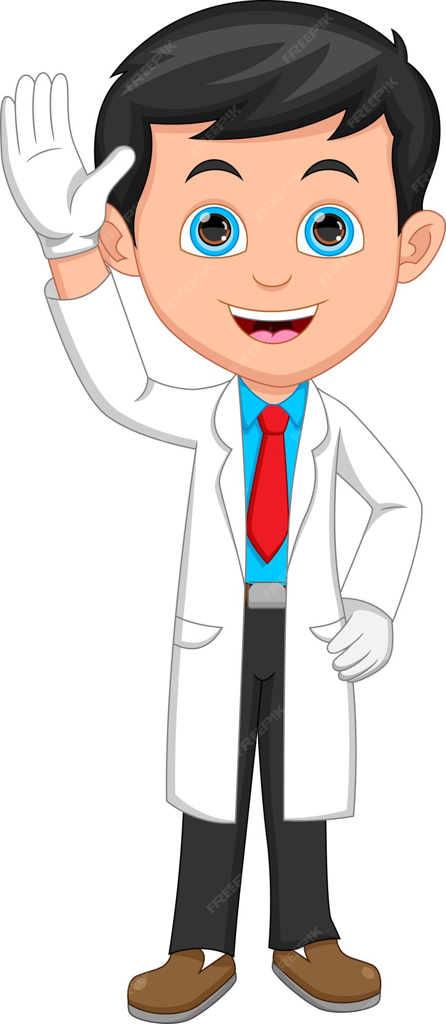 Premium Vector | Cartoon cute young doctor waving