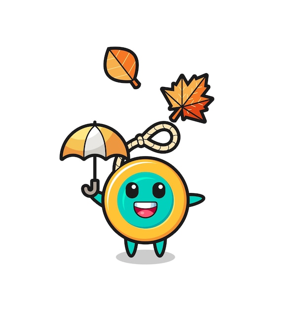 Мультфильм о милом йо-йо, держащем зонтик осенью