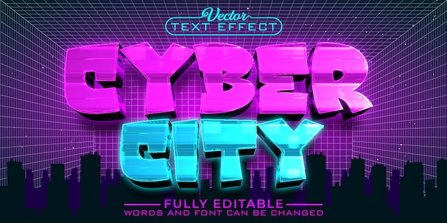 Cartoon Cyber City Vector Editable Text Effect Template