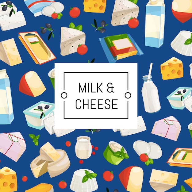  cartoon dairy and cheese products background 