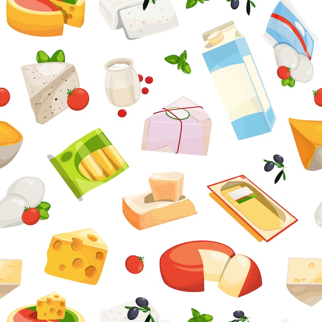  cartoon dairy and cheese products pattern or  illustration