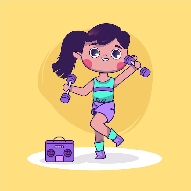 Cartoon dance fitness at home