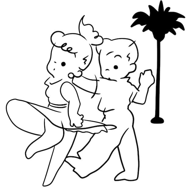 Cartoon dance man and woman doodle kawaii anime cute illustration drawing clip art character