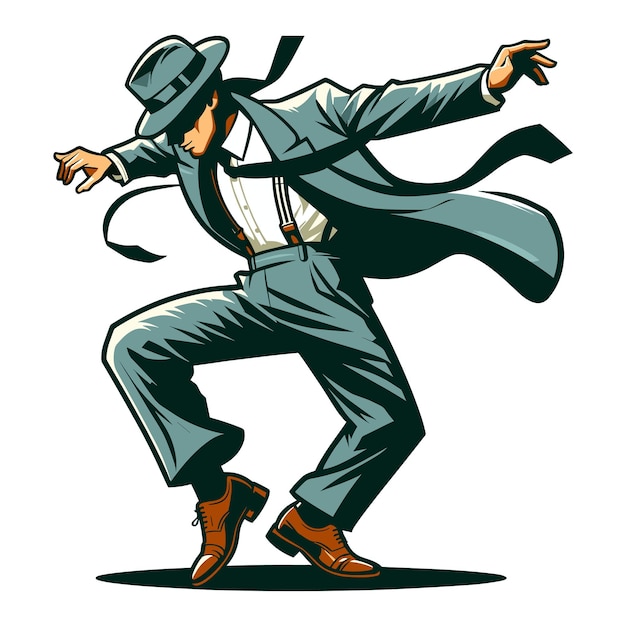 Vector cartoon dancing man vector illustration