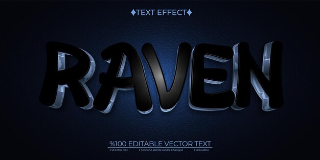 Vector cartoon dark blue raven editable vector 3d text effect