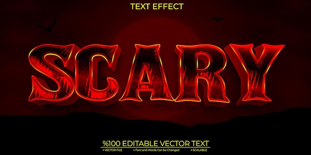 Cartoon Dark And Shine Red Scary Editable Vector Text Effect