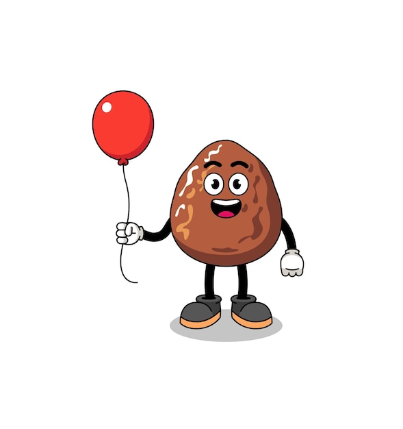 Cartoon of date fruit holding a balloon character design