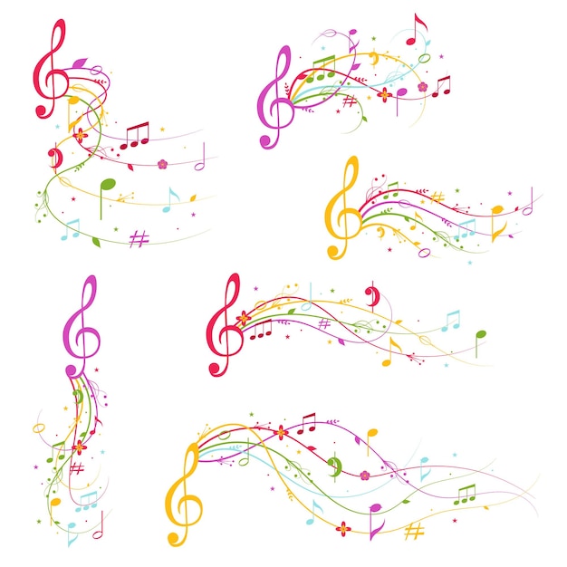 Cartoon Decoratie Elementen Muzikale Kleur Set Vector