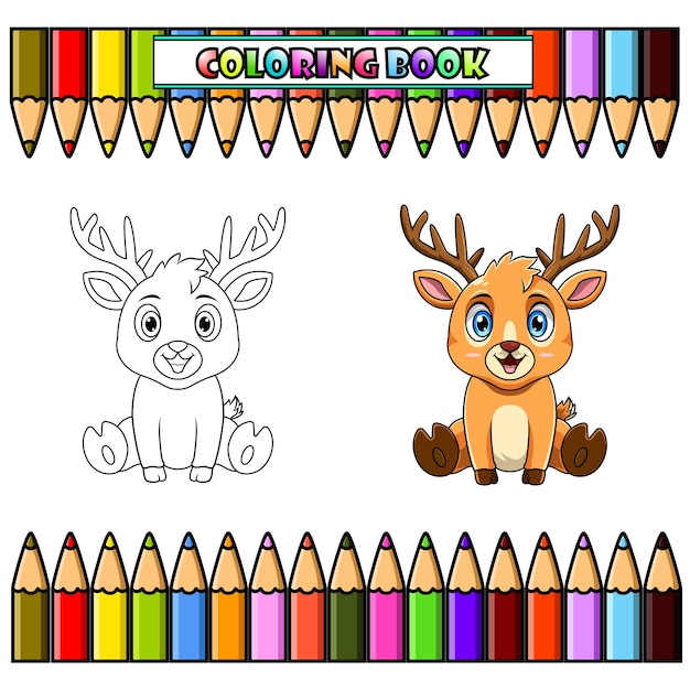 Cartoon deer for coloring book