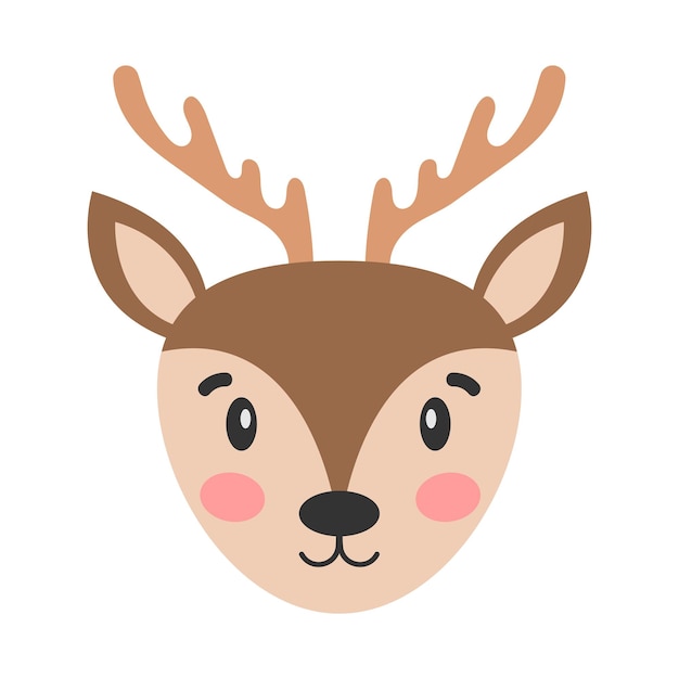 Cartoon deer the head of a deer cute illustration of a deer face vector illustration