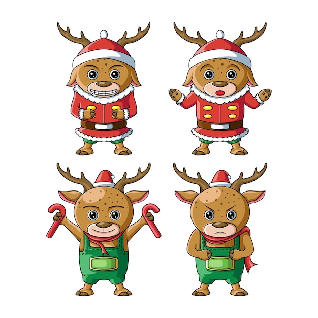 Cartoon deer set  illustration