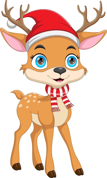 cartoon deer wearing a hat and scarf