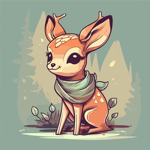 A cartoon deer with a scarf that says'i'm a deer '