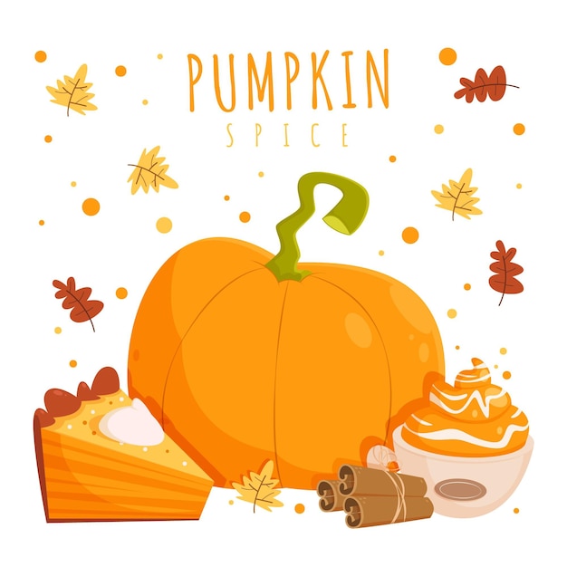 Vector cartoon delicious pumpkin spice illustration