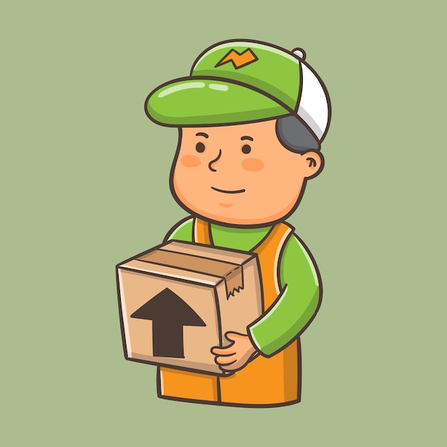 cartoon delivery man vector illustration