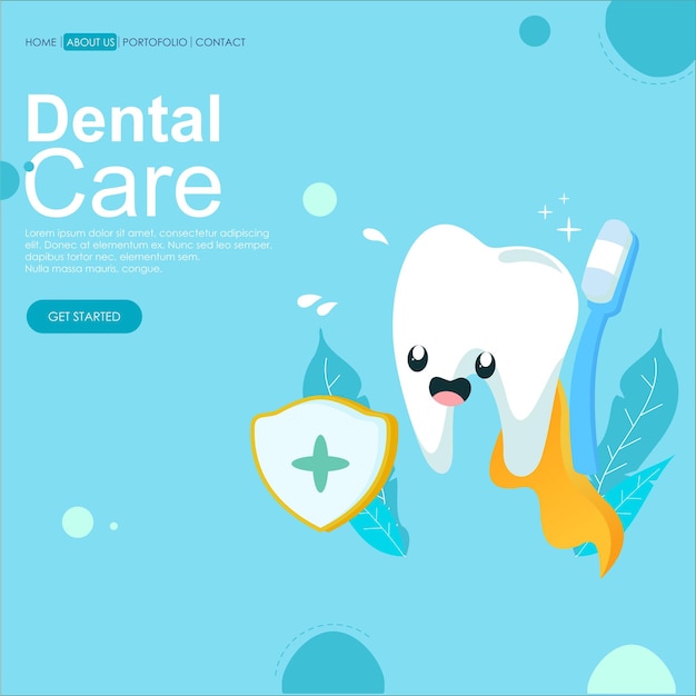 Cartoon dental care landing page template