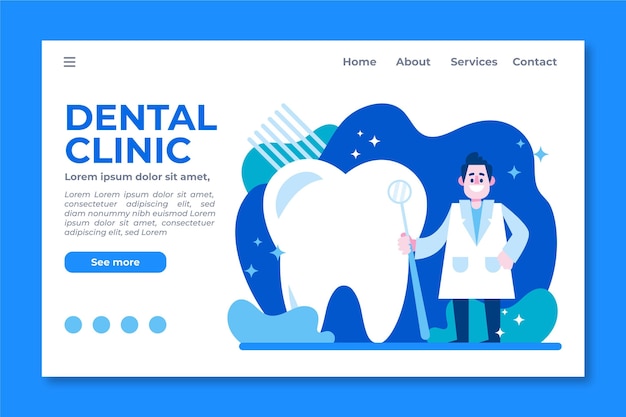 Vector cartoon dental care landing page