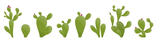 Cartoon desert cactus plants collection 2