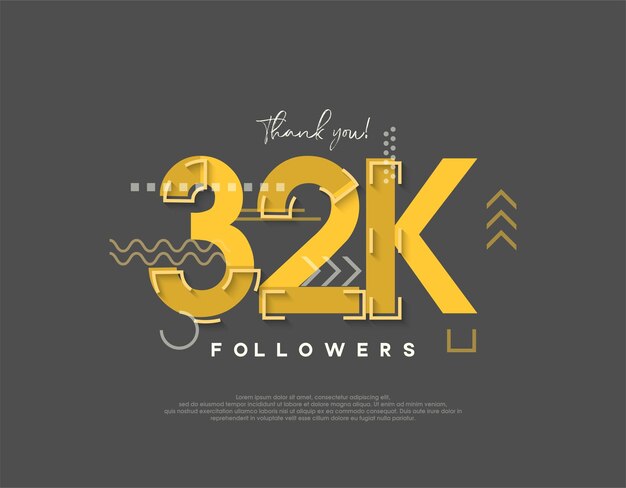 Cartoon design for 32k followers celebration simple and modern concept