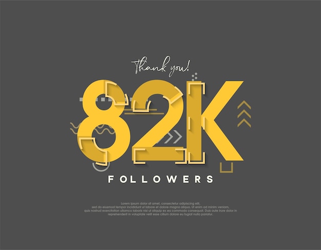 Vector cartoon design for 82k followers celebration simple and modern concept