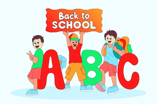 Cartoon design children back to school Illustration Vector Art Page For Free