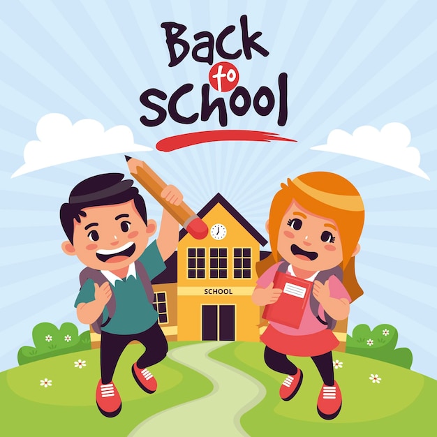 Vector cartoon design children back to school