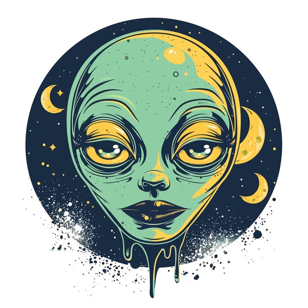 Vector cartoon_designface_alien_with_moon