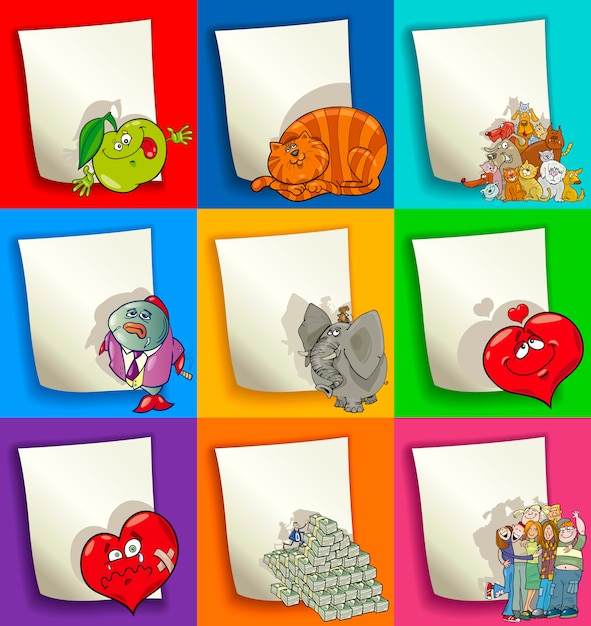 Cartoon designs and decorations set