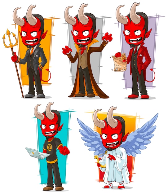 Cartoon devils and evil angel character set