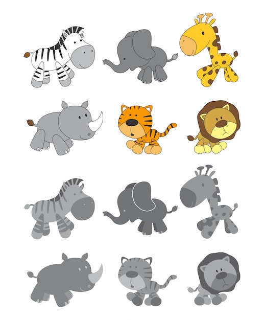 Cartoon dieren set