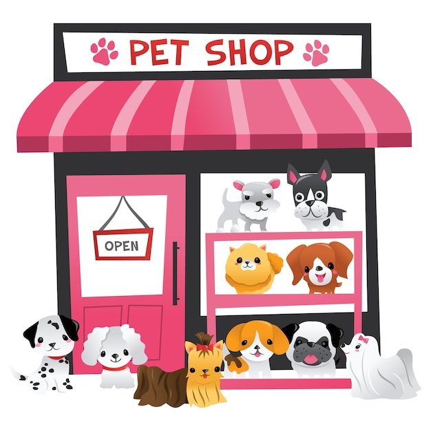 Vector cartoon dierenwinkel