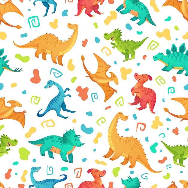 Cartoon dino seamless pattern.