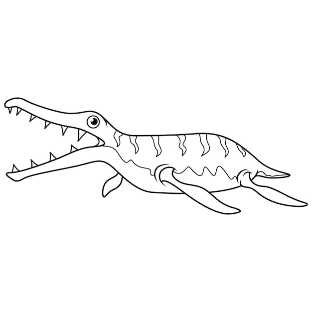 Cartoon dinosaur kronosaurus on white background