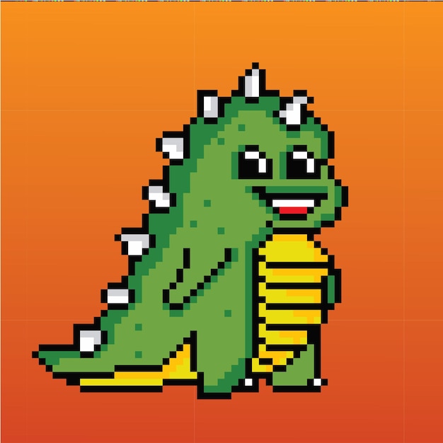 Vector cartoon dinosaur vector in pixel art style