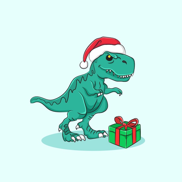 Christmas Dino mascot 8515207 Vector Art at Vecteezy