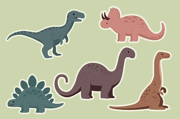 Vector cartoon dinosaurus personage set stickers verzameling