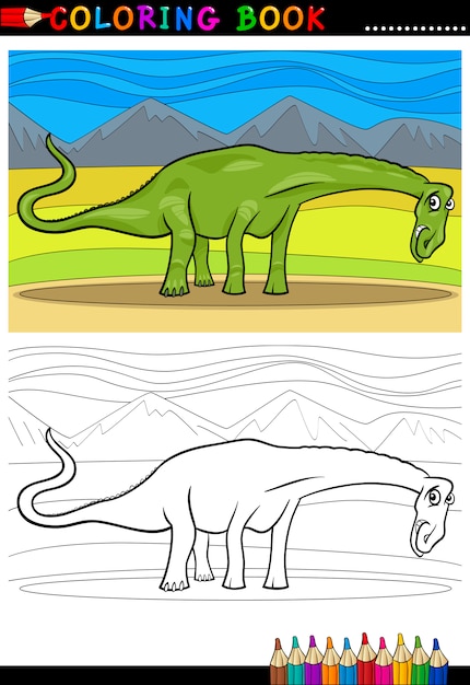 Cartoon diplodocus dinosaurus kleurplaat