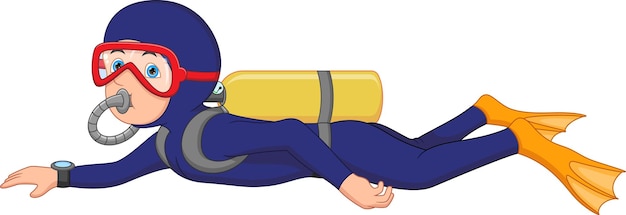 cartoon diver boy on white background